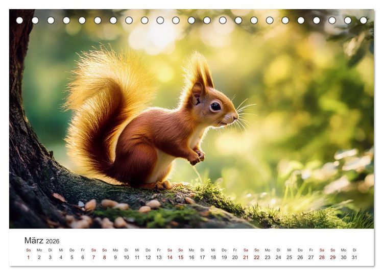 Produktbild: Das geheime Leben der Eichh&ouml;rnchen - Ein Jahr zwischen Baumwipfeln und Nussverstecken (Tischkalender 2026 DIN A5 quer), CALVENDO Monatskalender