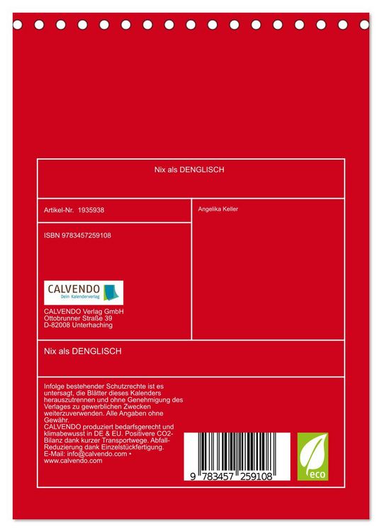 Produktbild: Nix als DENGLISCH (Tischkalender 2026 DIN A5 hoch), CALVENDO Monatskalender