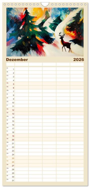 Produktbild: Familienplaner 2026 - Expressionistisch durchs Jahr mit 5 Spalten (Wandkalender, 21 x 45 cm) CALVENDO