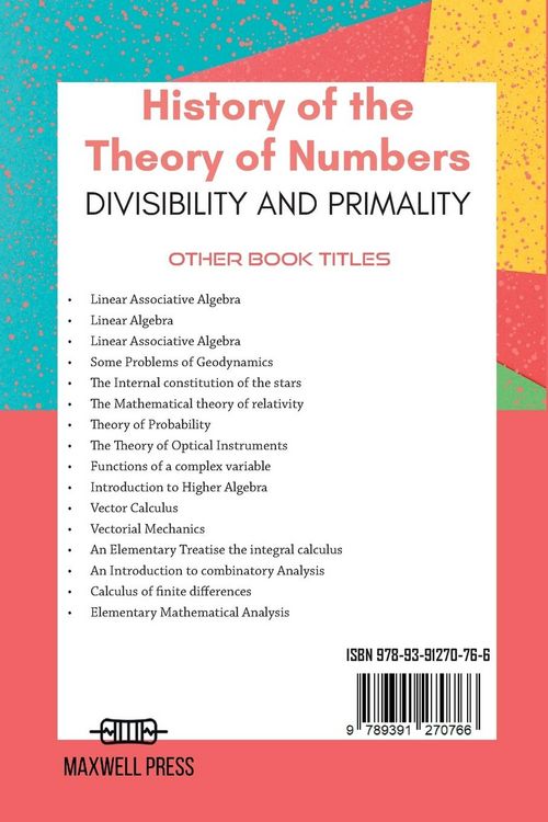 Produktbild: History of the Theory of Numbers Divisibility and Primality (Volume 1