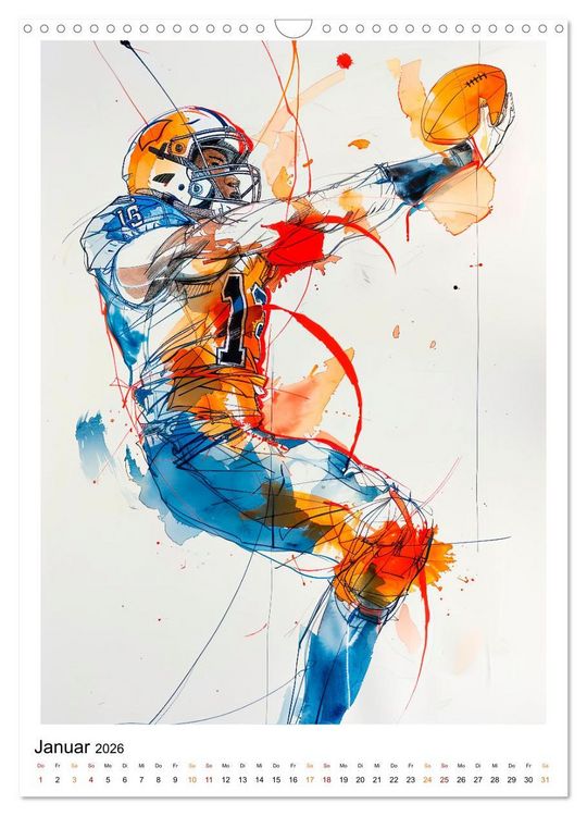 Produktbild: American Football - tolle Momente (Wandkalender 2026 DIN A3 hoch), CALVENDO Monatskalender