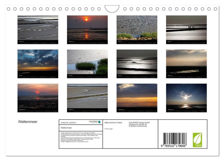 Produktbild: Wattenmeer (Wandkalender 2026 DIN A4 quer), CALVENDO Monatskalender