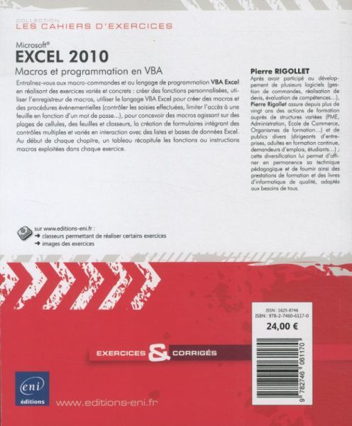 Produktbild: Excel 2010 : macros et programmation en VBA : 84 exercices et corrig&eacute;s