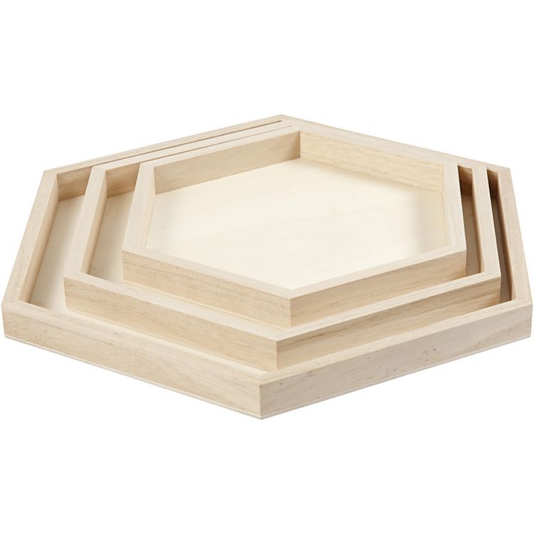 Produktbild: Creativ Company Tablett-Set, D 21+26+31 cm, 3 Stk, 1 Set