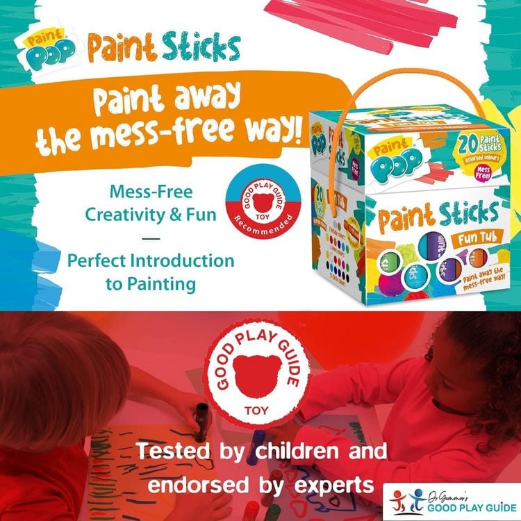 Produktbild: Paint Pop 362203 - Paint Pop: Paint Sticks 20-Pack Fun Tub, klassische Farben, Malstifte, Malset