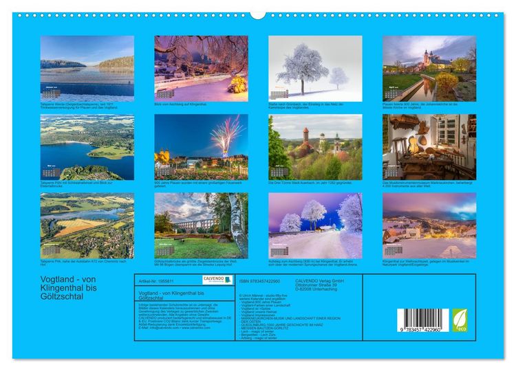 Produktbild: Vogtland - von Klingenthal bis G&ouml;ltzschtal (hochwertiger Premium Wandkalender 2026 DIN A2 quer), Kunstdruck in Hochglanz