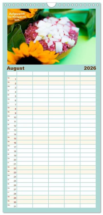 Produktbild: Familienplaner 2026 - Mettkalender - Spread some more Mett mit 5 Spalten (Wandkalender, 21 x 45 cm) CALVENDO