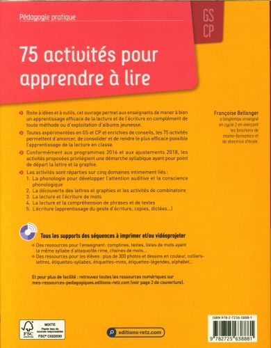 Produktbild: 75 activit&eacute;s pour apprendre &agrave; lire : GS-CP + 1 CD-ROM