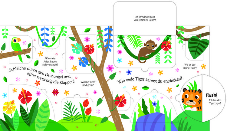 Produktbild: Gl&uuml;cksfisch: Wei&szlig;t du, was die Tiere machen? Kleiner Tiger (Tier-Buch mit Schiebern und Klappen)