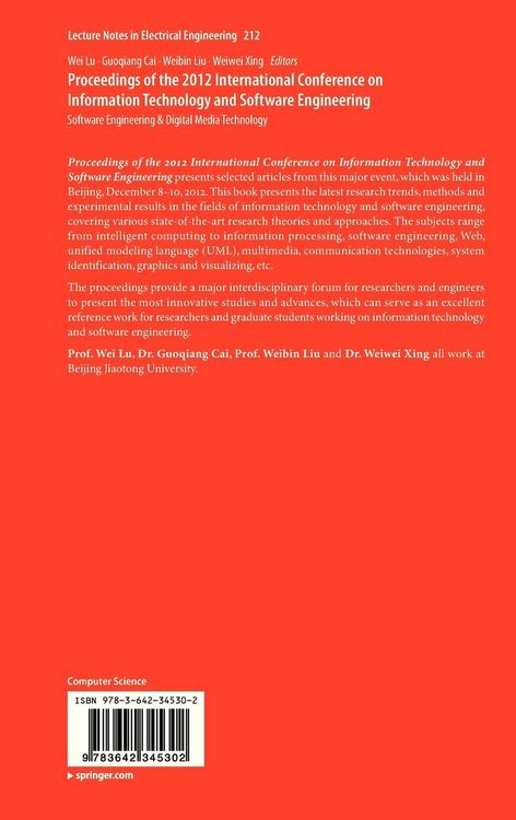 Produktbild: Proceedings of the 2012 International Conference on Information Technology and Software Engineering