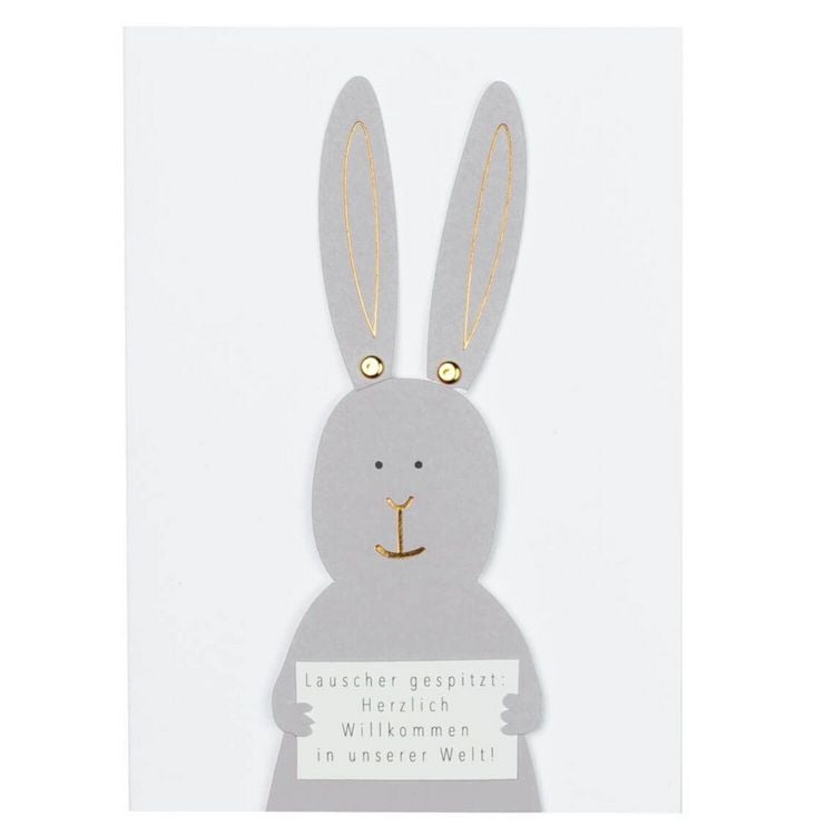 Produktbild: R&auml;der Karte zur Geburt mit Hase