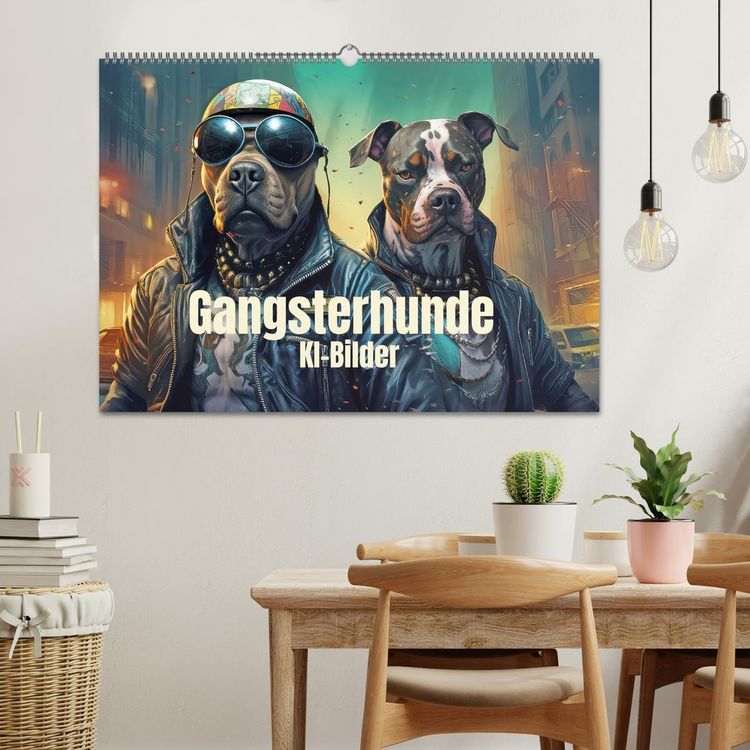 Produktbild: Gangsterhunde - KI-Bilder (Wandkalender 2026 DIN A2 quer), CALVENDO Monatskalender