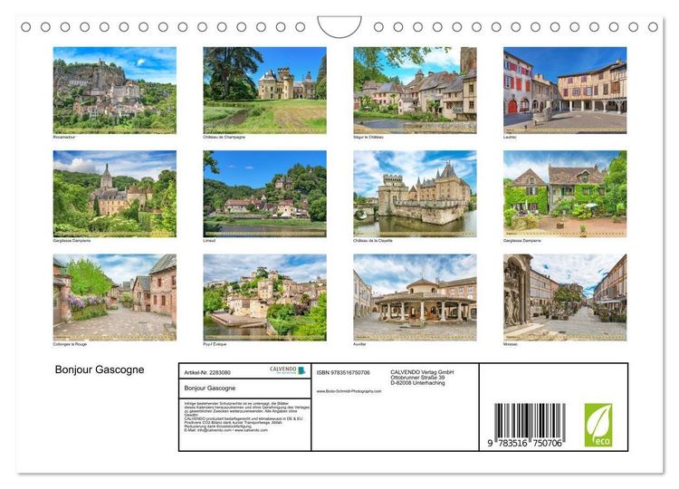 Produktbild: Bonjour Gascogne (Wandkalender 2027 DIN A4 quer), CALVENDO Monatskalender