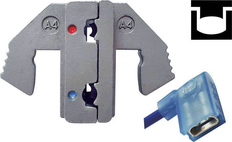 Produktbild: TOOLCRAFT PLE-0A4 Crimp-Eins&auml;tze Isolierte Flachsteckh&uuml;lsen Quetschbereich: 0.5 bis 2.5 mm&sup2; Passend f&uuml;r Marke (Zangen): TOOLCRAFT PZ-500