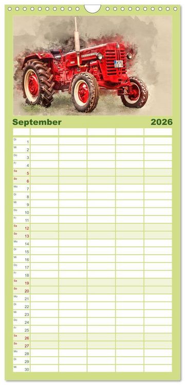 Produktbild: Familienplaner 2026 - Traktoren f&uuml;r Liebhaber mit 5 Spalten (Wandkalender, 21 x 45 cm) CALVENDO