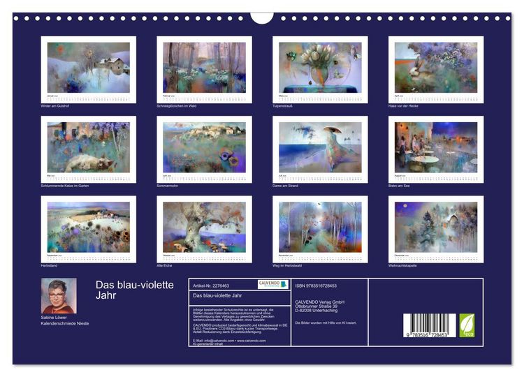 Produktbild: Das blau-violette Jahr (Wandkalender 2026 DIN A3 quer), CALVENDO Monatskalender