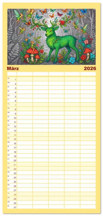 Produktbild: Familienplaner 2026 - Fabelhafte Mystikwesen mit 5 Spalten (Wandkalender, 21 x 45 cm) CALVENDO
