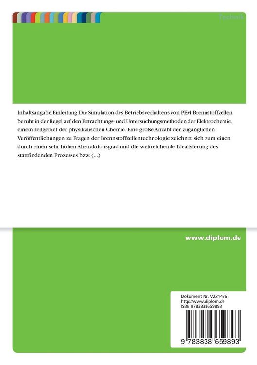 Produktbild: Thermodynamische Modellierung der Energieumwandlung in PEM-Brennstoffzellen