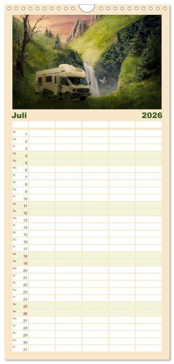 Produktbild: Familienplaner 2026 - Camping macht gl&uuml;cklich! mit 5 Spalten (Wandkalender, 21 x 45 cm) CALVENDO
