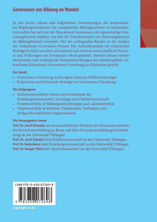 Produktbild: Governance von Bildung im Wandel