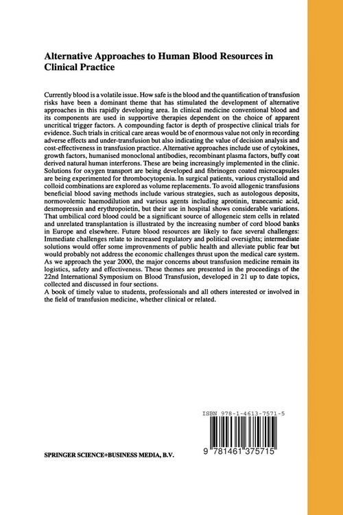 Produktbild: Alternative Approaches to Human Blood Resources in Clinical Practice