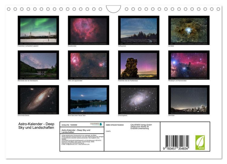 Produktbild: Astro-Kalender - Deep Sky und Landschaften (Wandkalender 2026 DIN A4 quer), CALVENDO Monatskalender