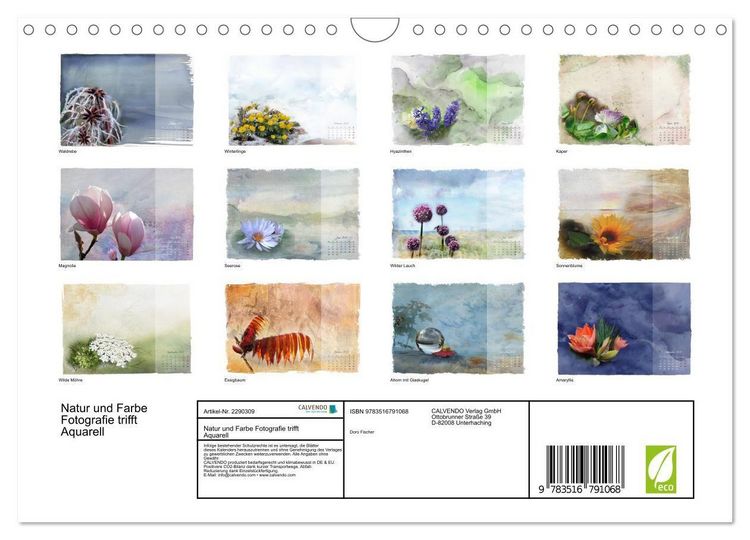 Produktbild: Natur und Farbe Fotografie trifft Aquarell (Wandkalender 2027 DIN A4 quer), CALVENDO Monatskalender