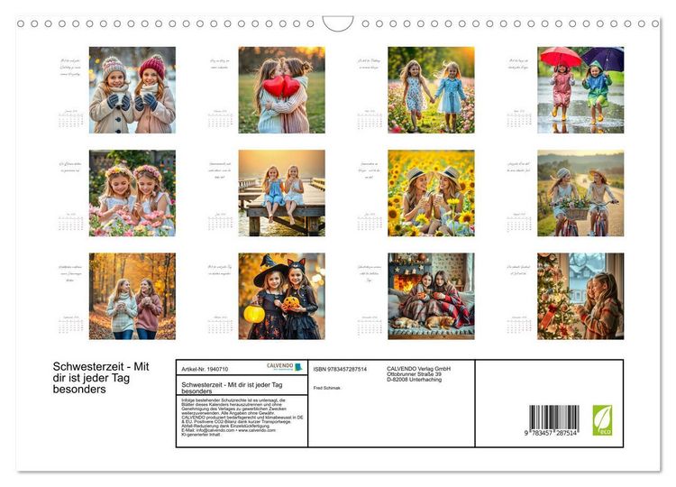 Produktbild: Schwesterzeit - Mit dir ist jeder Tag besonders (Wandkalender 2026 DIN A3 quer), CALVENDO Monatskalender