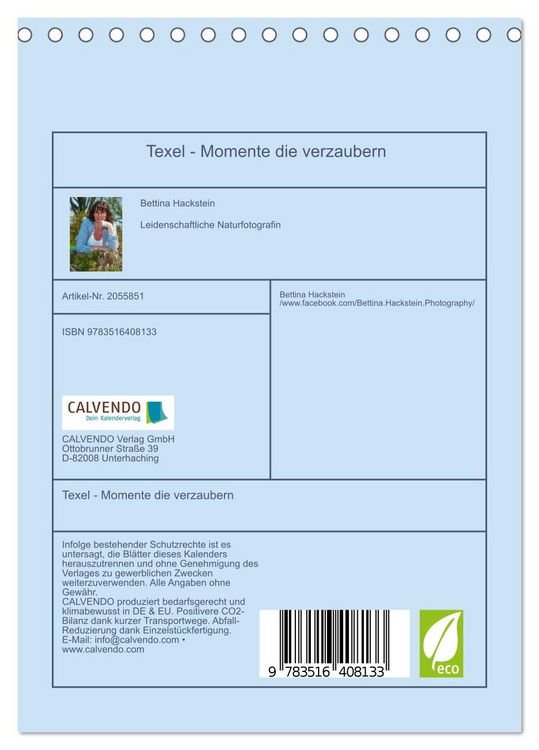 Produktbild: Texel - Momente die verzaubern (Tischkalender 2026 DIN A5 hoch), CALVENDO Monatskalender