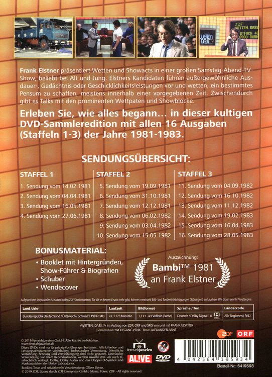 Produktbild: Wetten, dass..? - Wie alles begann (Box 1: Shows 1-16) (Fernsehjuwelen) [8 DVDs]