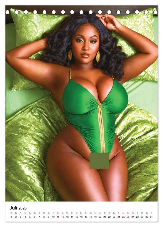 Produktbild: Busty Black - Vollbusige, exotische Frauen (Tischkalender 2026 DIN A5 hoch), CALVENDO Monatskalender