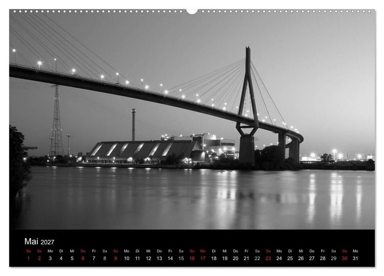 Produktbild: Hamburg monochrome Impressionen (Wandkalender 2027 DIN A2 quer), CALVENDO Monatskalender