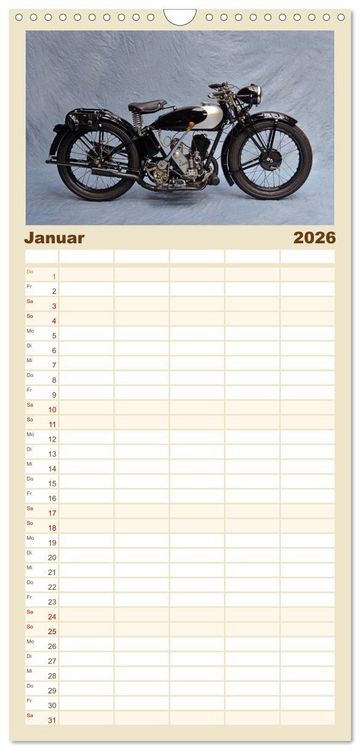 Produktbild: Familienplaner 2026 - Deutsche Motorrad - Legenden - Rollende Kunstwerke aus alten Zeiten mit 5 Spalten (Wandkalender, 21 x 45 cm) CALVENDO