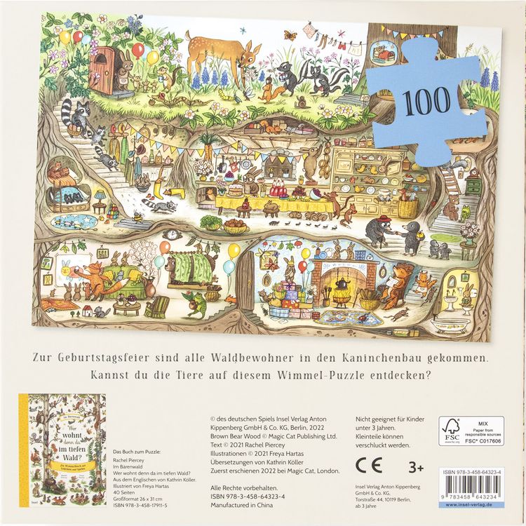 Produktbild: Im B&auml;renwald. Kaninchens Geburtstag. Puzzle mit 100 Teilen f&uuml;r Kinder ab 4 Jahre