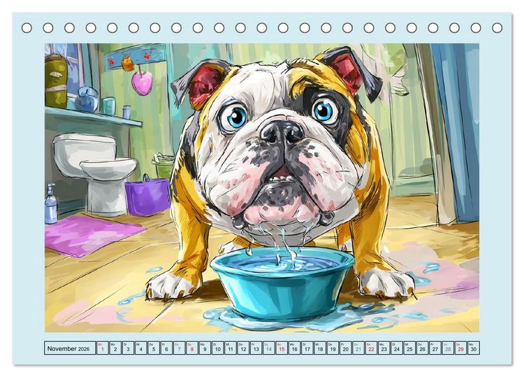 Produktbild: Bulldoggen. Lustige Cartoons von beliebten Charakterk&ouml;pfen (Tischkalender 2026 DIN A5 quer), CALVENDO Monatskalender
