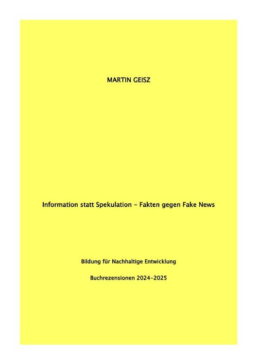 Produktbild: Information statt Spekulation - B&uuml;cher gegen Fake News Bildung f&uuml;r Nachhaltige Entwicklung