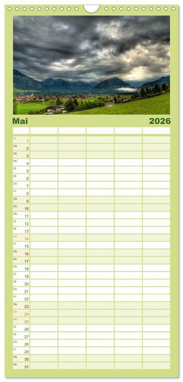 Produktbild: Familienplaner 2026 - Das Oberstdorfer Allg&auml;u mit 5 Spalten (Wandkalender, 21 x 45 cm) CALVENDO