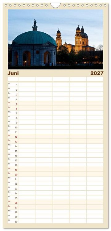 Produktbild: Familienplaner 2027 - M&uuml;nchen - Die Sch&ouml;ne mit 5 Spalten (Wandkalender, 21 x 45 cm) CALVENDO