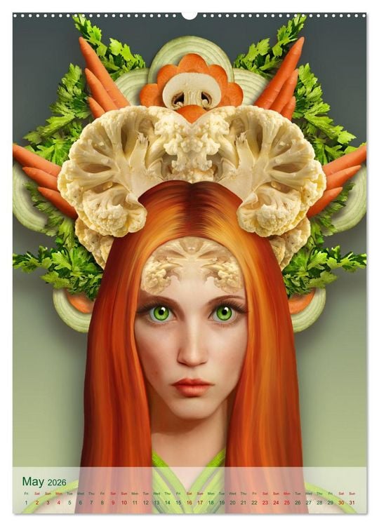 Produktbild: Food Fashion - surreal women's portraits with fruit and vegetable (Wall Calendar 2026 DIN A2 portrait), CALVENDO 12 Month Wall Calendar