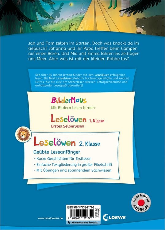 Produktbild: Lesel&ouml;wen 2. Klasse - Geschichten von Camping-Abenteuern