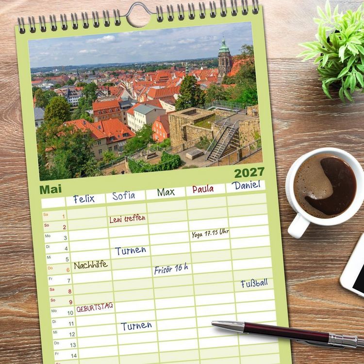 Produktbild: Familienplaner 2027 - Unterwegs in Pirna mit 5 Spalten (Wandkalender, 21 x 45 cm) CALVENDO