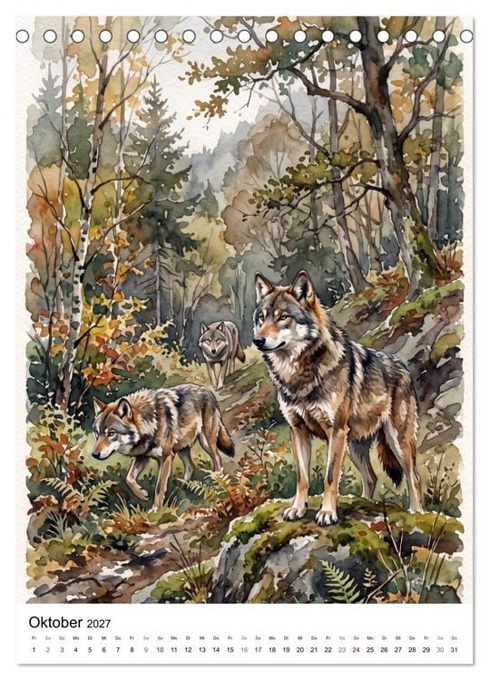 Produktbild: Begegnungen im Wald (Tischkalender 2027 DIN A5 hoch), CALVENDO Monatskalender