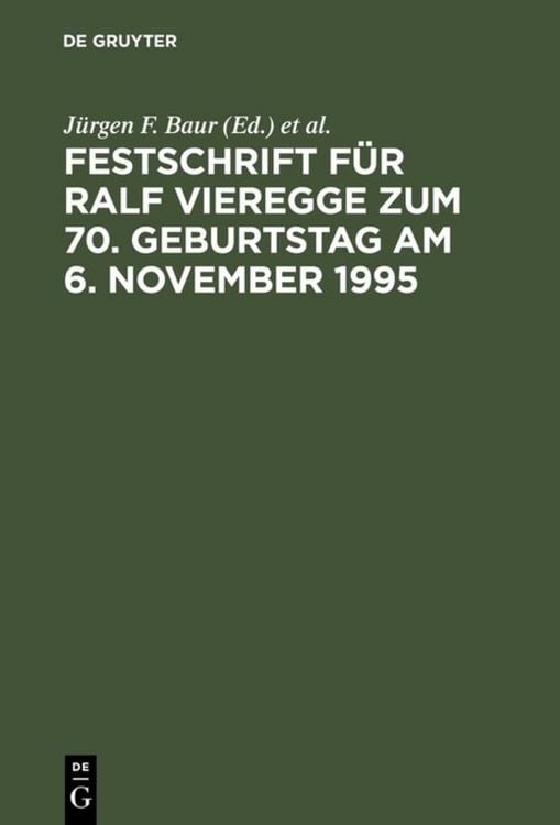 Produktbild: Festschrift f&uuml;r Ralf Vieregge zum 70. Geburtstag am 6. November 1995