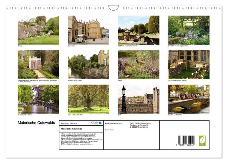 Produktbild: Malerische Cotswolds (Wandkalender 2026 DIN A3 quer), CALVENDO Monatskalender