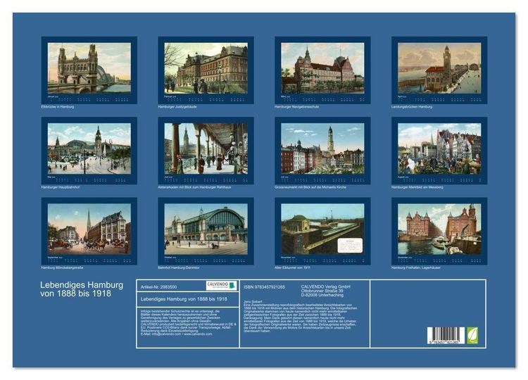 Produktbild: Lebendiges Hamburg von 1888 bis 1918 (Wandkalender 2026 DIN A2 quer), CALVENDO Monatskalender
