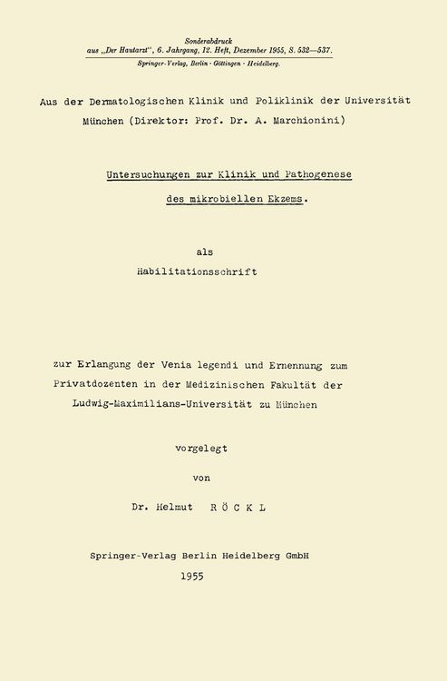 Produktbild: Untersuchungen zur Klinik und Pathogenese des mikrobiellen Ekzems