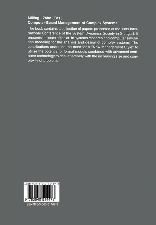 Produktbild: Computer-Based Management of Complex Systems