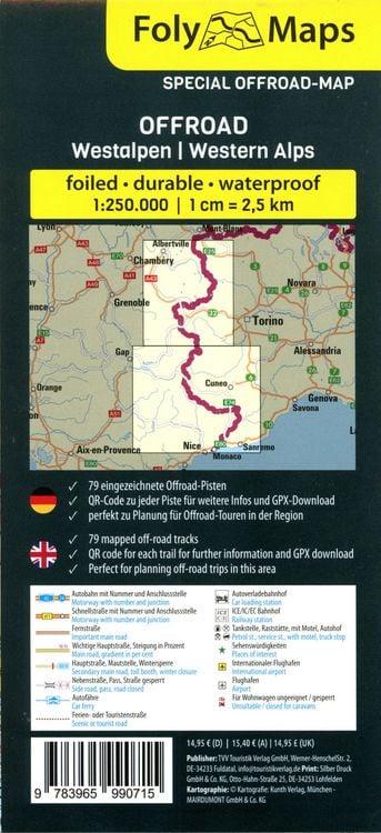Produktbild: FolyMaps OFFROAD Westalpen 1:250 000