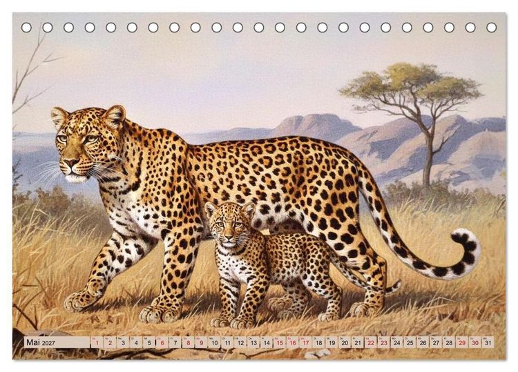 Produktbild: Afrikas Tiere wie aus alten B&uuml;chern (Tischkalender 2027 DIN A5 quer), CALVENDO Monatskalender
