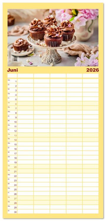 Produktbild: Familienplaner 2026 - Alles Schokolade oder was?! - Hei&szlig;e und kalte Gaumenfreuden aus Schokolade mit 5 Spalten (Wandkalender, 21 x 45 cm) CALVENDO